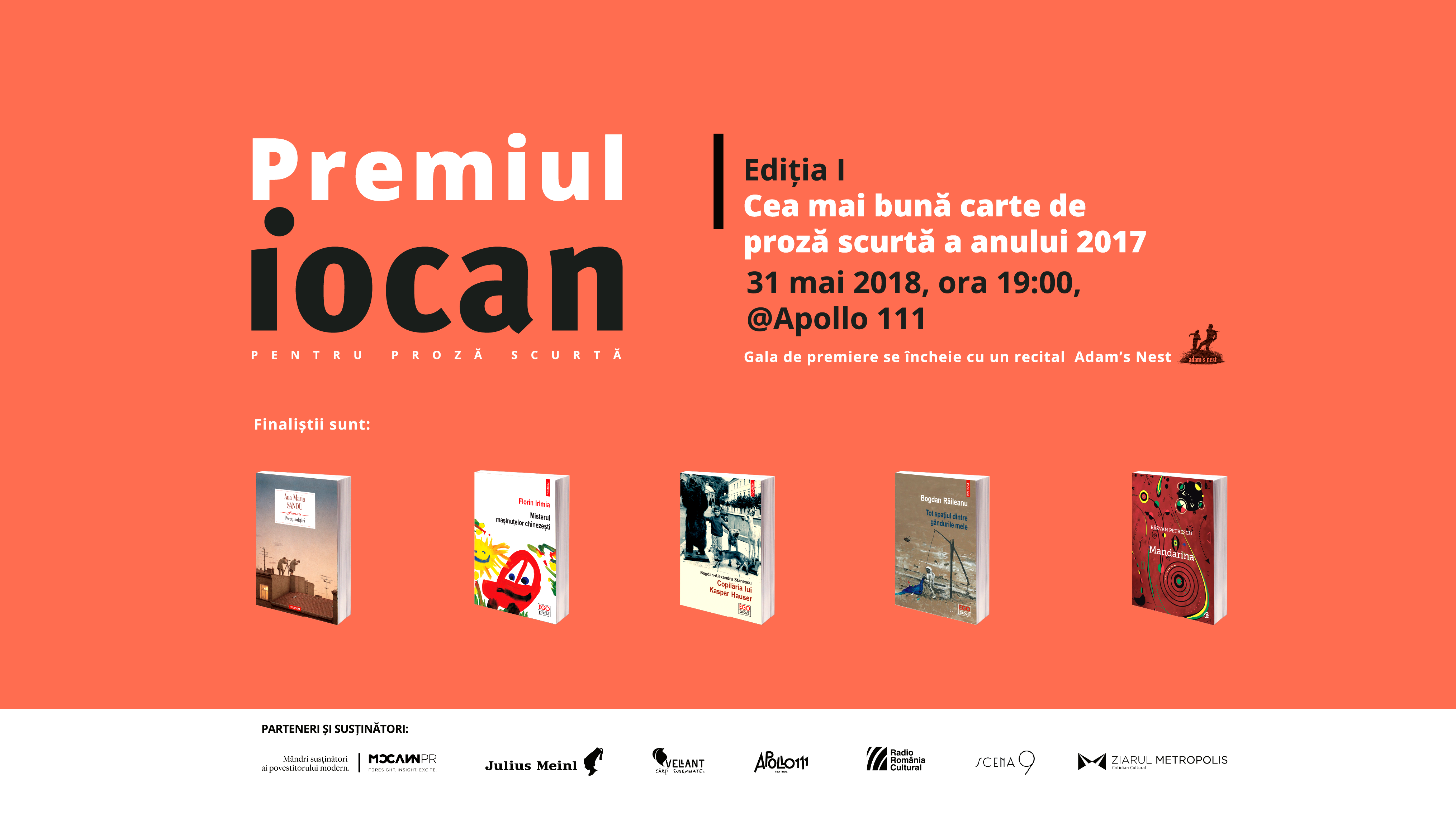 Premiul IOCAN - Cea mai bună carte de proză scurtă a anului 2017